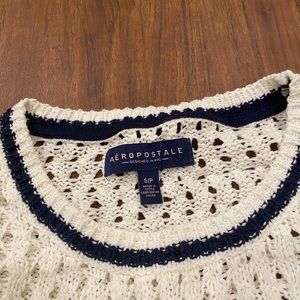 aeropostale size small white sweater with navy blue trim!